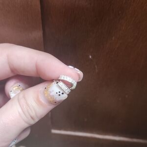 Sparkling Double Row Pavé Hoop Earring - Silver